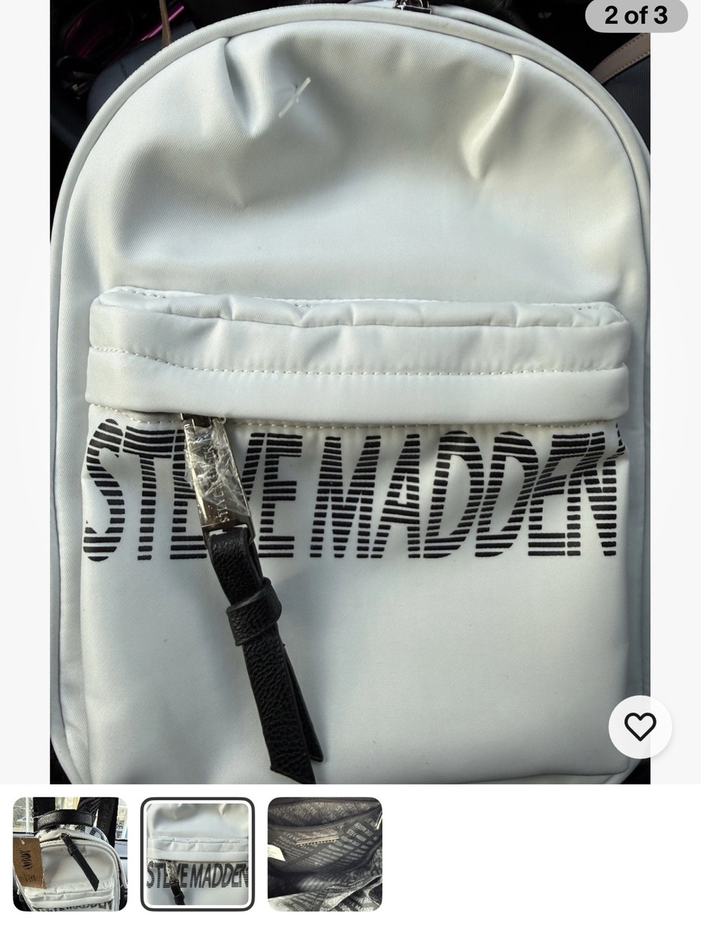 Steve Madden White Logo Backpack